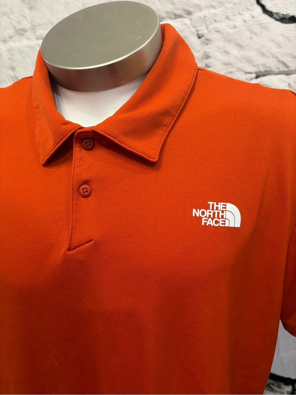 The North Face Red Orange Tanken Polo Shirt Classic Collared Shirt Sleeved